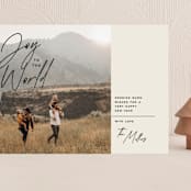 "Joy to the World script" - Holiday Cards in Linen by Owl and Toad - Front
