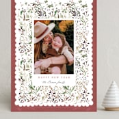 "Wonderland Floral" - Holiday Cards in Berry by Kelly Ventura - Front