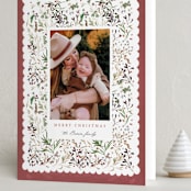 "Wonderland Floral" - Holiday Cards in Berry by Kelly Ventura - Folded Card