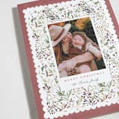 "Wonderland Floral" - Holiday Cards in Berry by Kelly Ventura - Detail