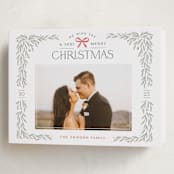 "Christmas Garland" - Holiday Cards in Sage by Hooray Creative - Folded Card