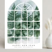 "Winter Sunroom Vista" - Holiday Cards in Wreath by Petra Kern - Front