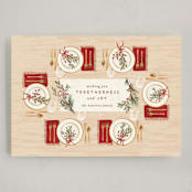 "Around the Table" - Holiday Cards in Holly Berry by Jamie Alexander - Full Design