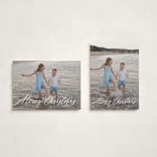 "Scripted Merry Christmas" - Holiday Cards in Snow by Kelly Schmidt - Photo Orientation Options