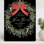 "Festive Holiday" - Holiday Cards in Holly Berry by Susan Moyal - Front