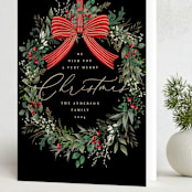"Festive Holiday" - Holiday Cards in Holly Berry by Susan Moyal - Folded Card