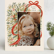 "Red Ribbon" - Holiday Cards in Ivory by iamtanya - Front