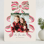 "stripes bow" - Holiday Cards in Poinsettia by Vivian Yiwing - Front