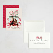 "stripes bow" - Holiday Cards in Poinsettia by Vivian Yiwing - Assembled
