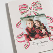"stripes bow" - Holiday Cards in Poinsettia by Vivian Yiwing - Detail