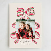 "stripes bow" - Holiday Cards in Poinsettia by Vivian Yiwing - Full Design