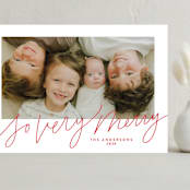 "So Very Merry Script" - Holiday Cards in Santa Suit by Kristen Magee - Front