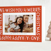 "Best Wishes" - Holiday Cards in Cherry by Ani Somi - Folded Card