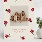 "Painted Petals" - Holiday Cards in Poinsettia by Kercia Jane - Front