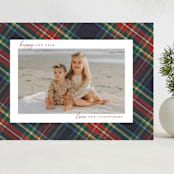"Christmas tartan" - Holiday Cards in Flannel by Wildfield Paper Co - Front