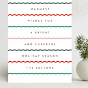 "Between the Lines" - Holiday Cards in Bright Berry by Kristie Kern - Front