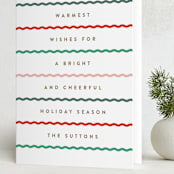 "Between the Lines" - Holiday Cards in Bright Berry by Kristie Kern - Folded Card