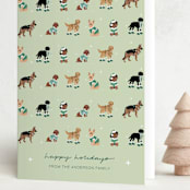 "Holiday Dogs" - Holiday Cards in Sage by tara berg - Folded Card