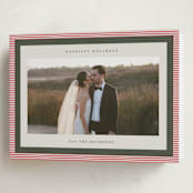"Modern striped frame" - Holiday Cards in Candy Cane by Jackie Crawford - Folded Card