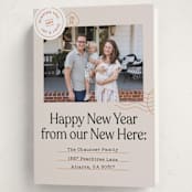 "New Here" - Holiday Cards in Champagne by Shari Margolin - Folded Card