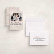 "New Here" - Holiday Cards in Champagne by Shari Margolin - Assembled