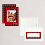 "Winter Plaid" - Holiday Cards in Cherry by Elly - Assembled