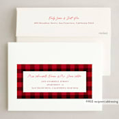 "Winter Plaid" - Holiday Cards in Cherry by Elly - FREE Recipient Addressing