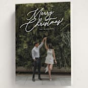 "Merry Monoline" - Holiday Cards in Snowfall by Melanie Kosuge - Folded Card