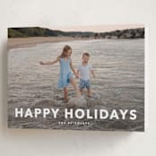 "Simple Type" - Holiday Cards in Linen by Angela Thompson - Folded Card