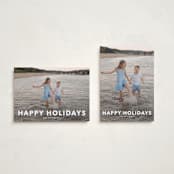 "Simple Type" - Holiday Cards in Linen by Angela Thompson - Photo Orientation Options