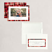 "Flannel" - Holiday Cards in Cranberry by Amy Payne - Assembled