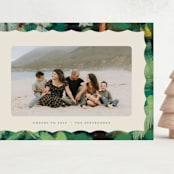 "Wavy Painted Frame" - Holiday Cards in Evergreen by Holly Whitcomb - Front