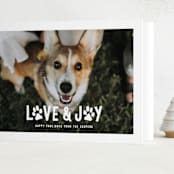 "Puppy Love and Joy" - Holiday Cards in Snow by Hooray Creative - Folded Card