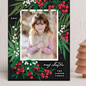 "Leafy Berries" - Holiday Cards in Charcoal by Alethea and Ruth - Front