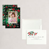 "Leafy Berries" - Holiday Cards in Charcoal by Alethea and Ruth - Assembled