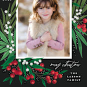 "Leafy Berries" - Holiday Cards in Charcoal by Alethea and Ruth - Detail