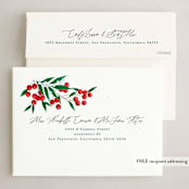 "Leafy Berries" - Holiday Cards in Charcoal by Alethea and Ruth - FREE Recipient Addressing