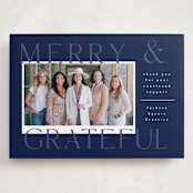 "Joyful and Grateful" - Holiday Cards in Deep Sea by Corinne Malesic - Front