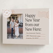 "New Here" - Holiday Cards in Champagne by Shari Margolin - Folded Card