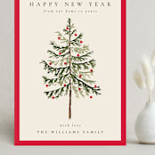 "Vintage Spruce" - Holiday Cards in Poinsettia by Amy Kross - Front