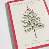 "Vintage Spruce" - Holiday Cards in Poinsettia by Amy Kross - Detail