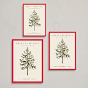 "Vintage Spruce" - Holiday Cards in Poinsettia by Amy Kross - Formats Available