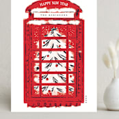 "London Calling" - Holiday Cards in Telephone Box by Gwen Bedat - Front