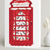 "London Calling" - Holiday Cards in Telephone Box by Gwen Bedat - Folded Card