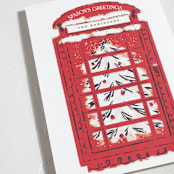 "London Calling" - Holiday Cards in Telephone Box by Gwen Bedat - Detail