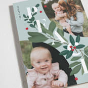 "Peace Greenery" - Holiday Cards in Wintermint by Julia Mehoke - Detail