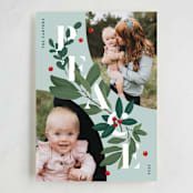 "Peace Greenery" - Holiday Cards in Wintermint by Julia Mehoke - Full Design