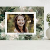 "Winter Peonies" - Holiday Cards in Wintergreen by Kelly Ventura - Front