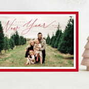 "Borders" - Holiday Cards in Berry by Kelly Schmidt - Front