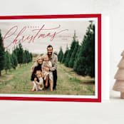 "Borders" - Holiday Cards in Berry by Kelly Schmidt - Folded Card
